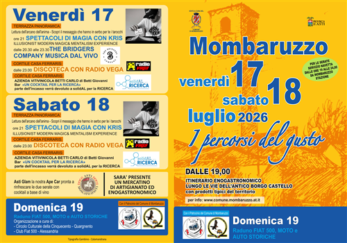 Mombaruzzo, 18° Edizione dei Percorsi del Gusto
